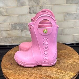Crocs Kids Handle It Pink Rain Boots